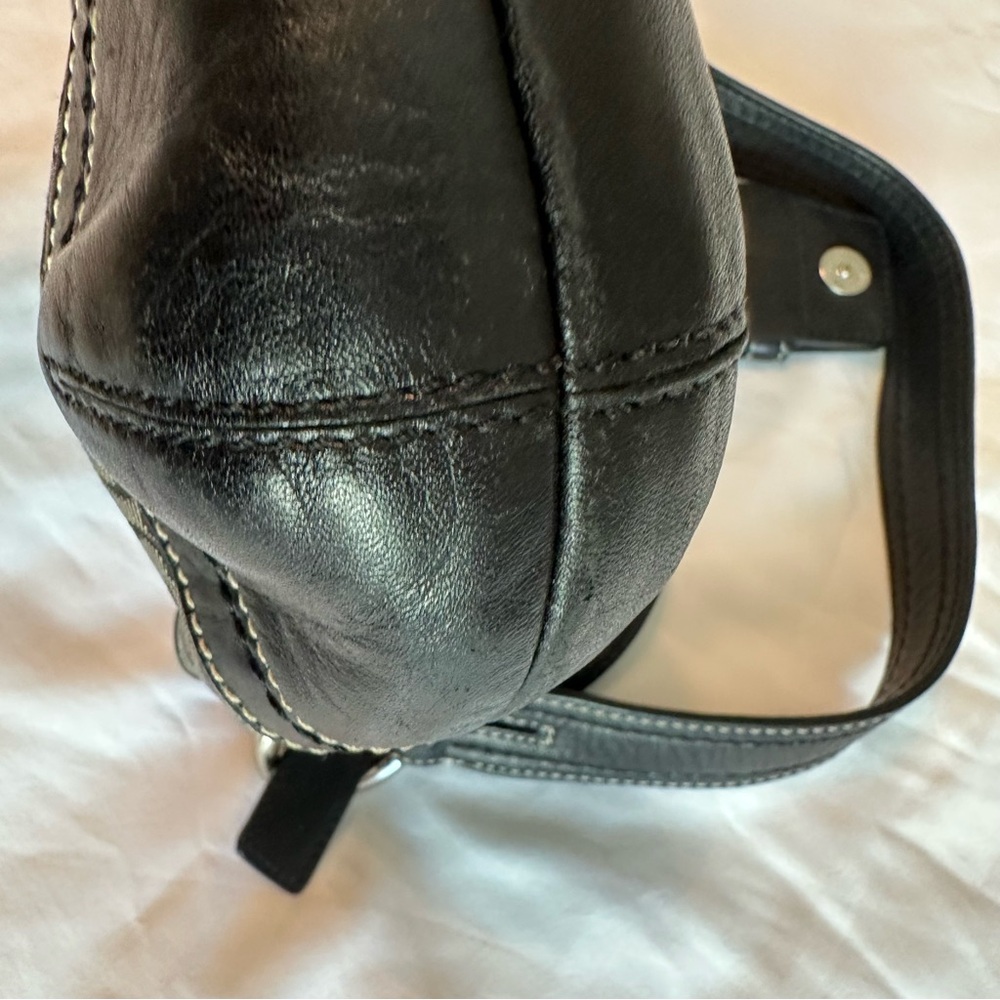 COACH Chic Black and Gray Shoulder Bag with silver buckle style - Picture 6 of 10